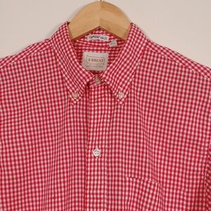 Brent Vintage 60s Tapered with Tails Red Gingham Button Front Shirt FLAWS